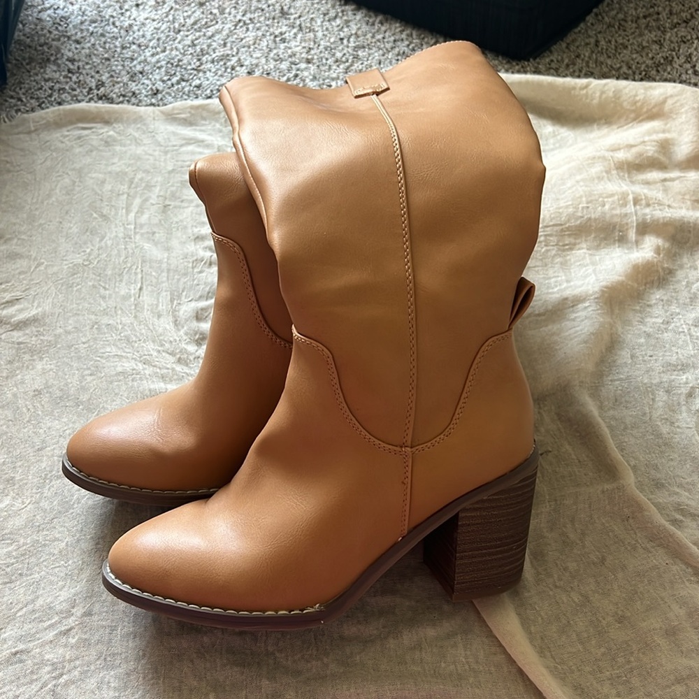 Western style boots with 3 inch block heel!